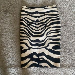 Moschino Cream/Black Felted Zebra Print Pencil Skirt Size 42/8